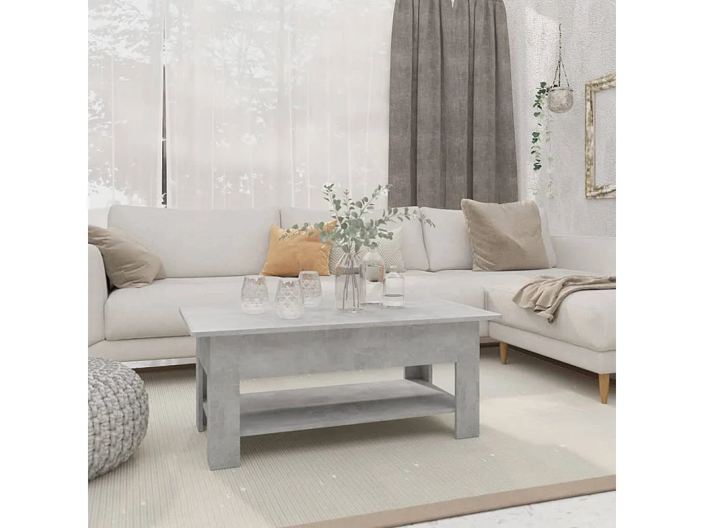 Mesa de centro gris hormigón 102x55x42 cm madera de ingeniería