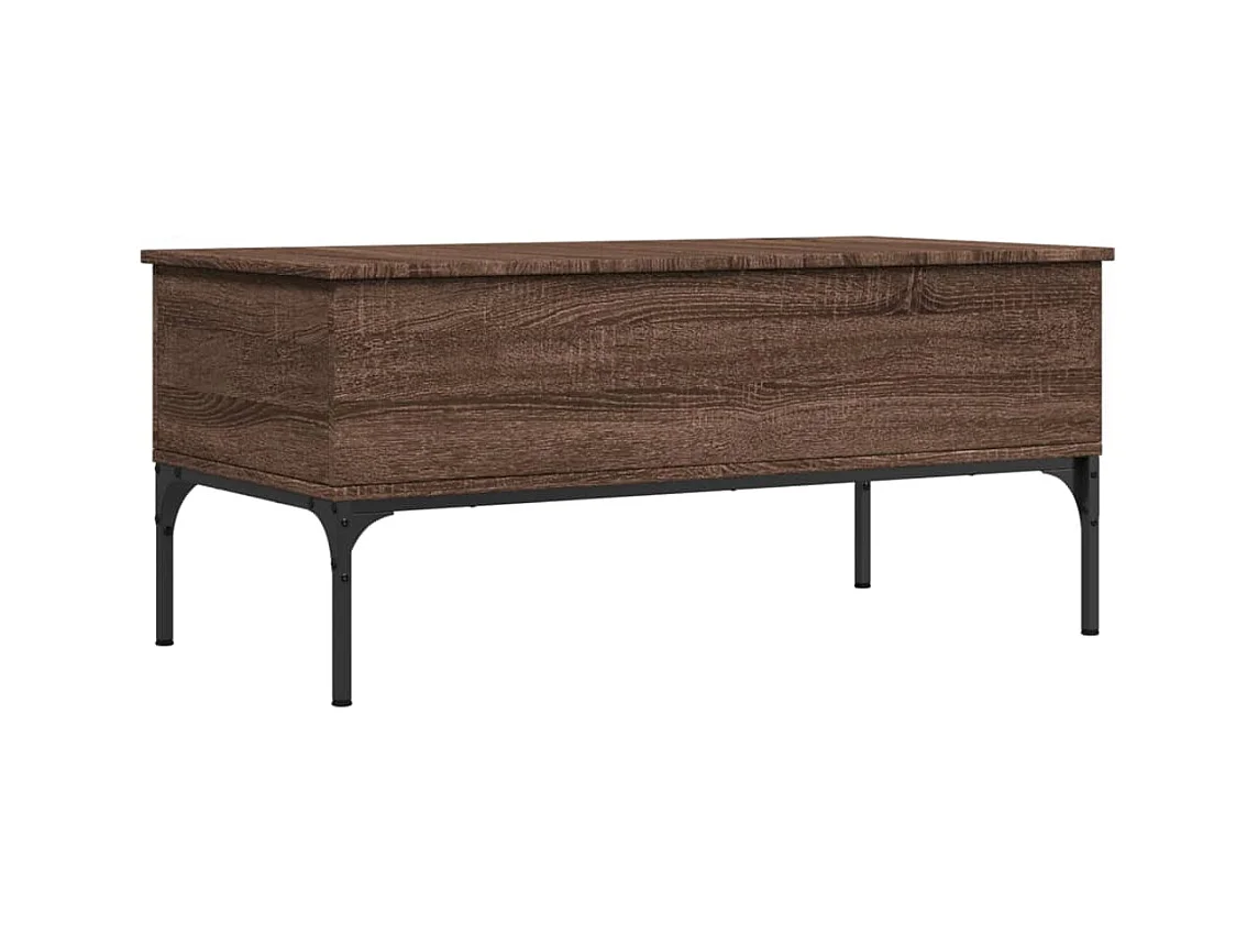 Table basse chêne marron 100x50x45cm bois d'ingénierie et métal