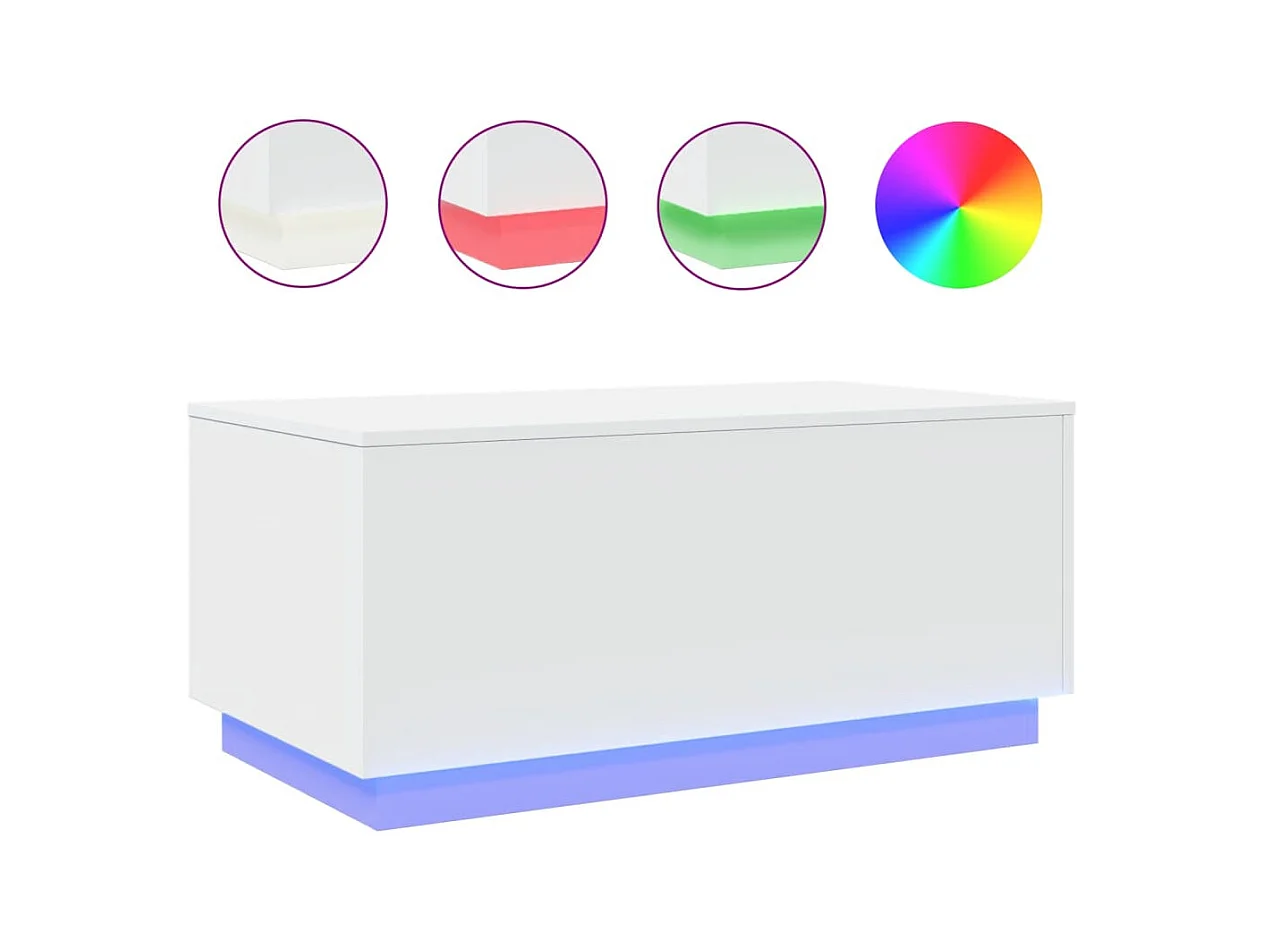 Couchtisch mit weißen LED-Leuchten 90x50x40 cm