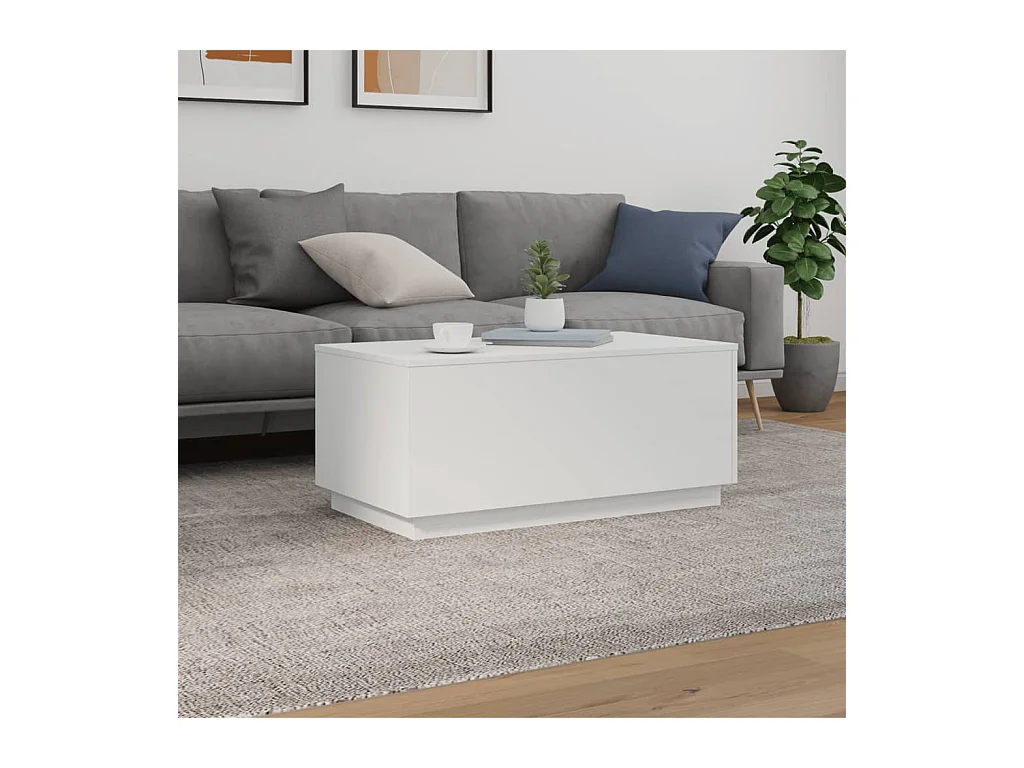 Couchtisch mit weißen LED-Leuchten 90x50x40 cm