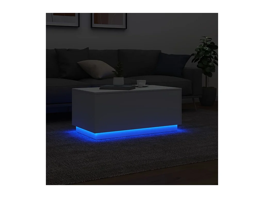 Couchtisch mit weißen LED-Leuchten 90x50x40 cm
