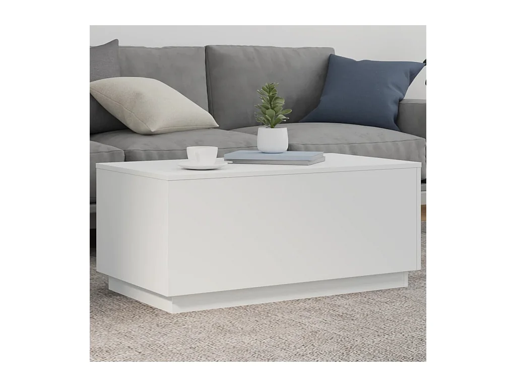Tavolino con luci LED bianche 90x50x40 cm