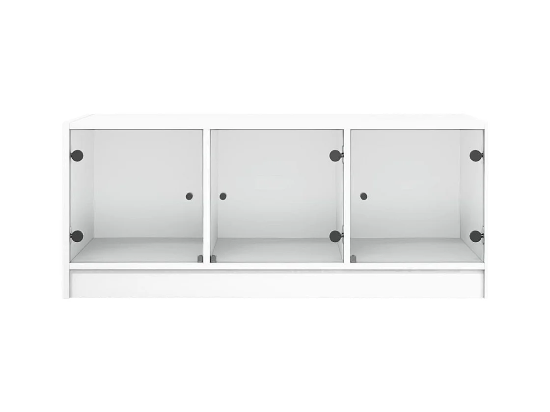 Table basse avec portes en verre blanc 102x50x42 cm