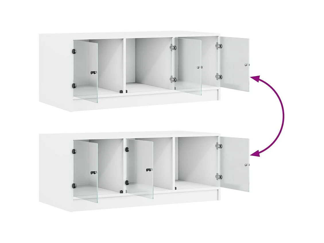 Table basse avec portes en verre blanc 102x50x42 cm