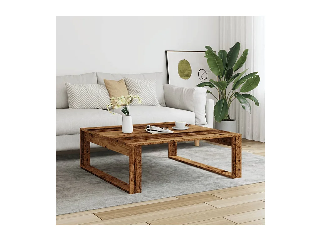 Table basse vieux bois 100x100x35 cm bois d'ingénierie