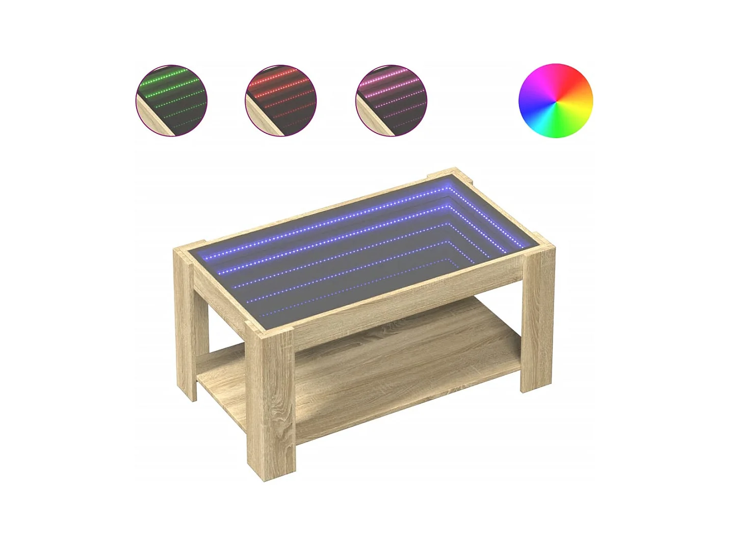 Salontafel met LED Sonoma eiken 93x53x45 cm bewerkt hout