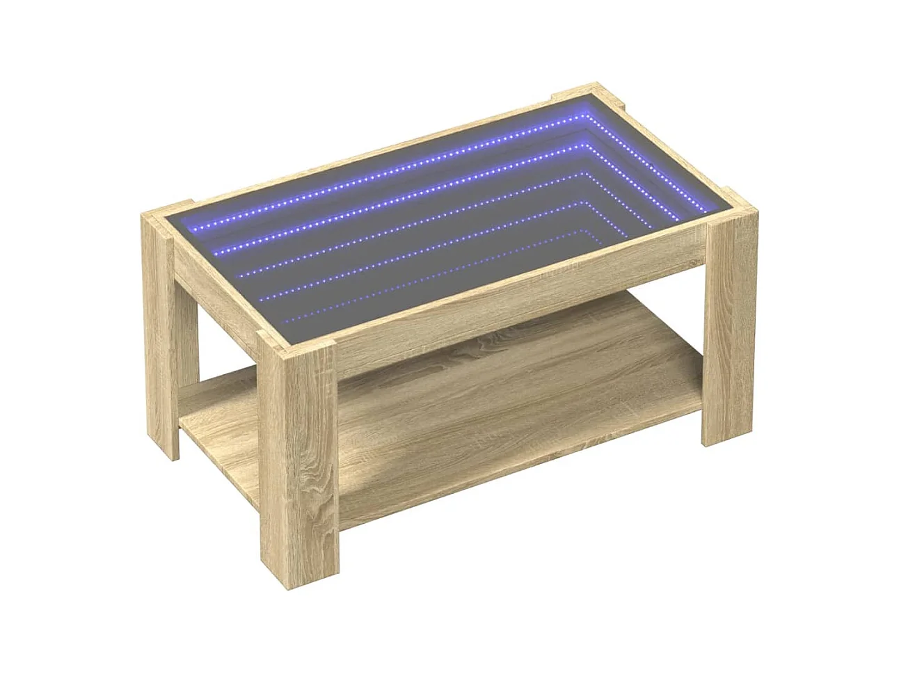 Salontafel met LED Sonoma eiken 93x53x45 cm bewerkt hout