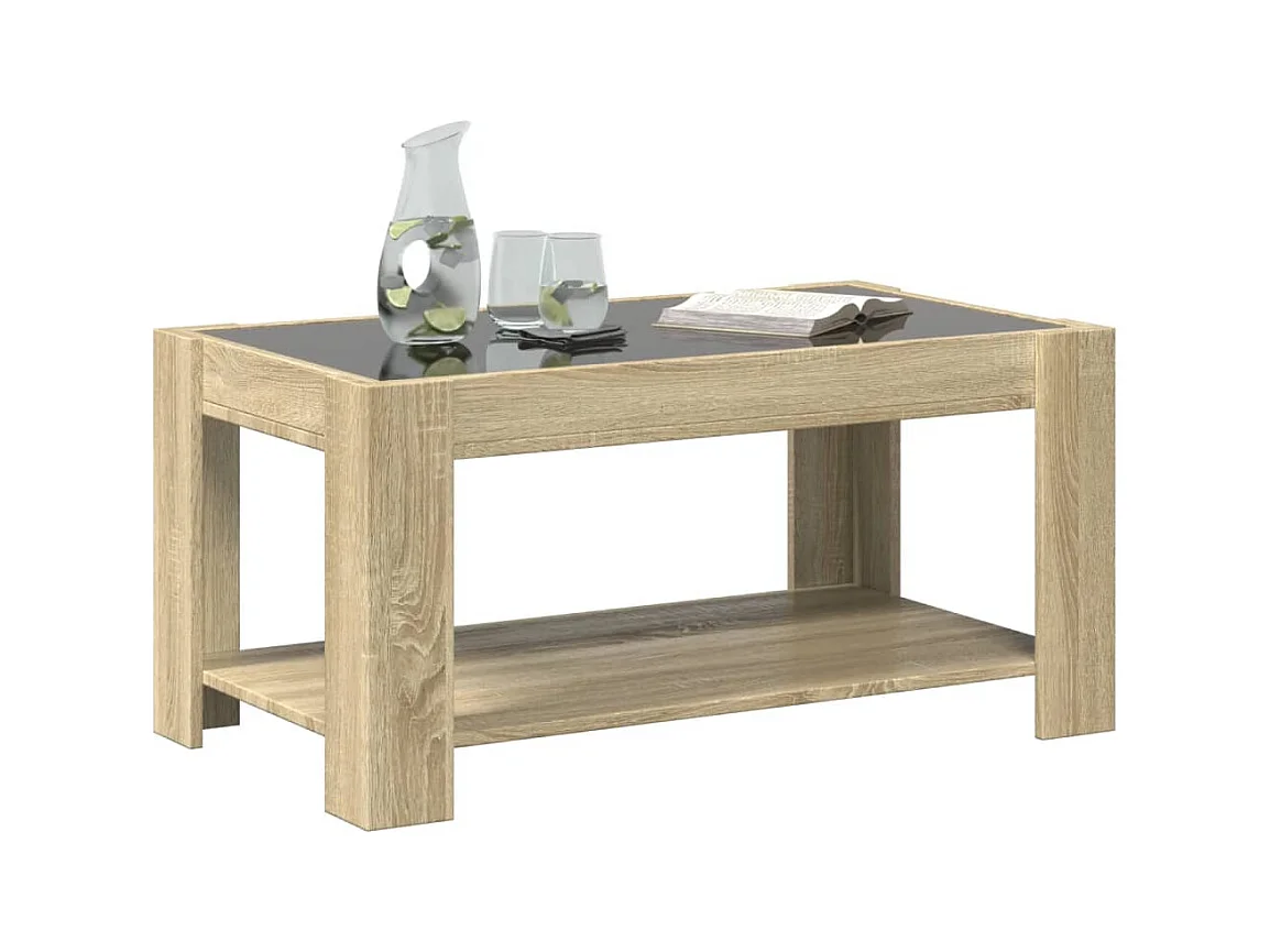 Salontafel met LED Sonoma eiken 93x53x45 cm bewerkt hout