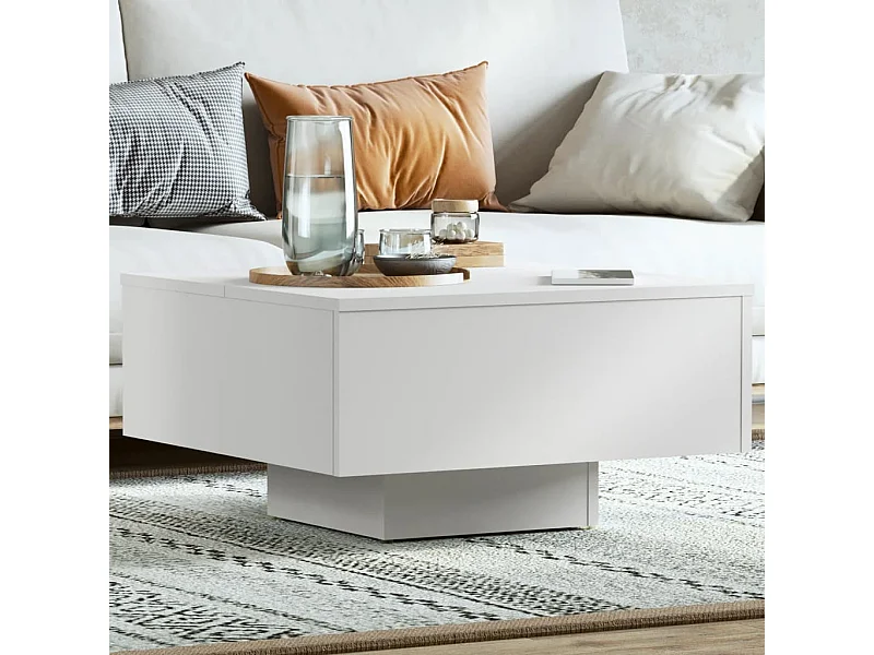 Table basse blanc 60x60x31,5 cm bois d'ingénierie