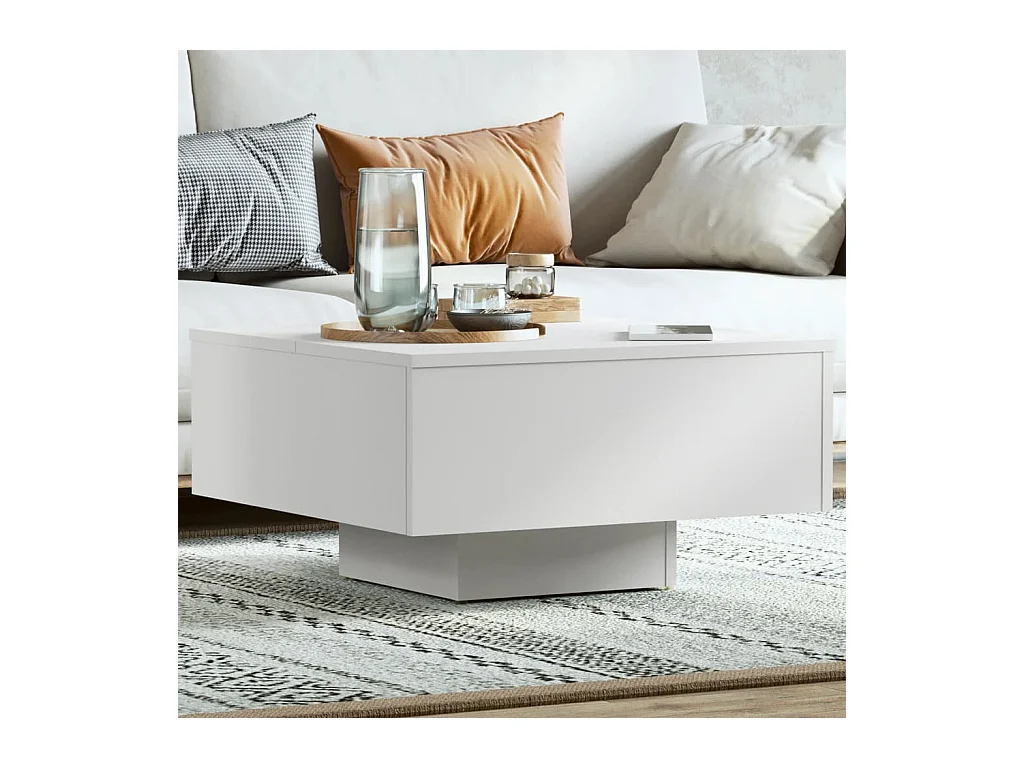 Table basse blanc 60x60x31,5 cm bois d'ingénierie