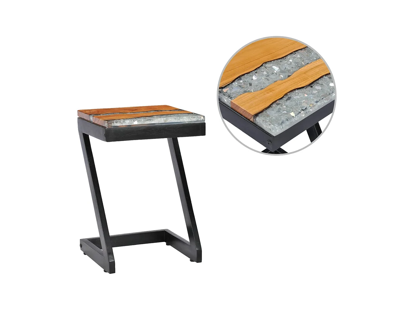 Salontafel 30x30x50 cm Massief teakhout en polyresin