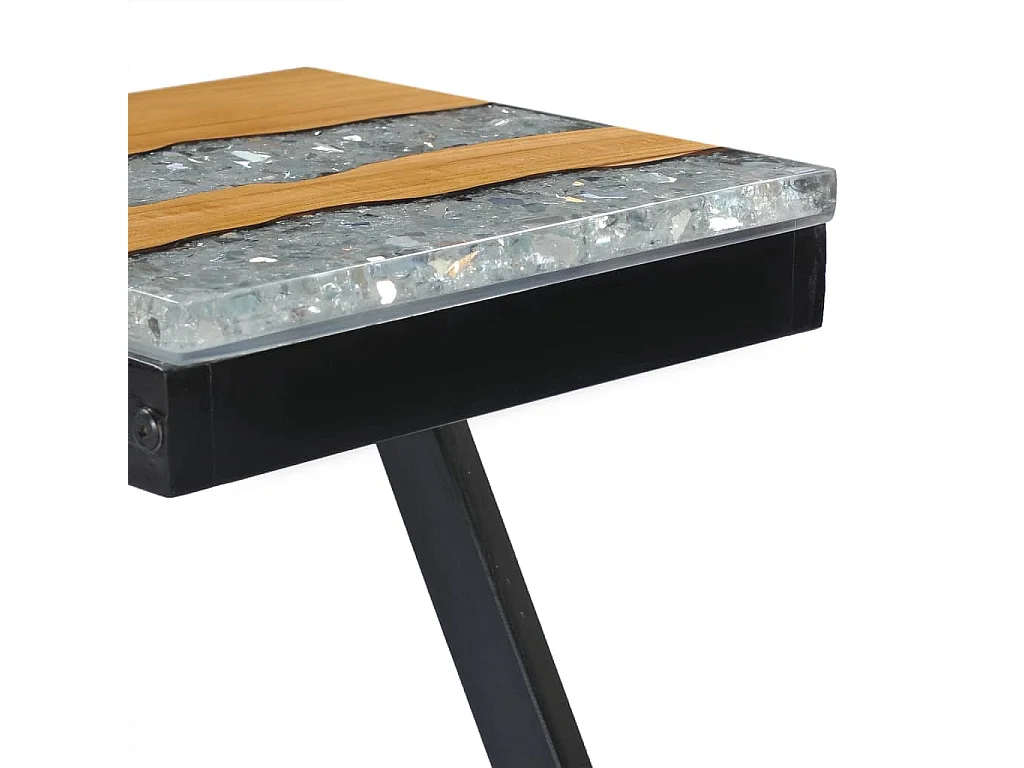 Table basse 30x30x50 cm Bois de teck massif et polyrésine