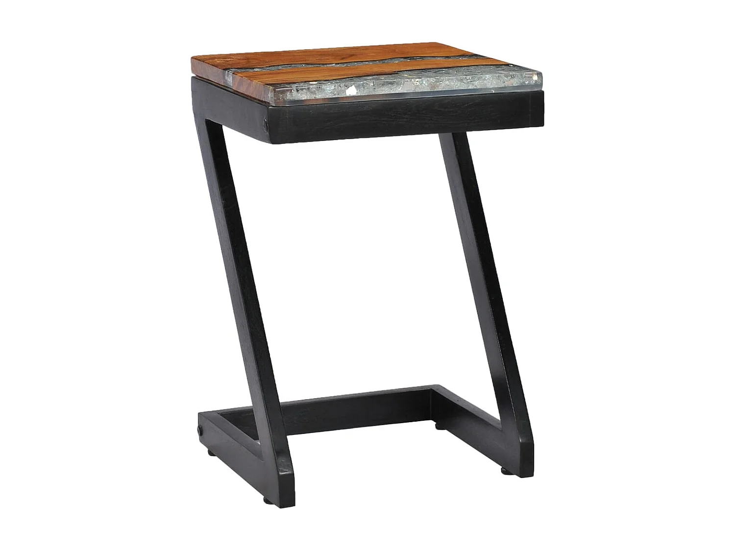 Table basse 30x30x50 cm Bois de teck massif et polyrésine