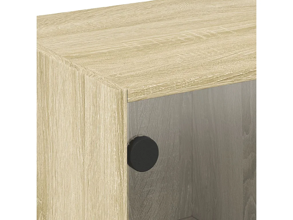 Mesa de centro con puertas de cristal en roble Sonoma 68x50x42 cm