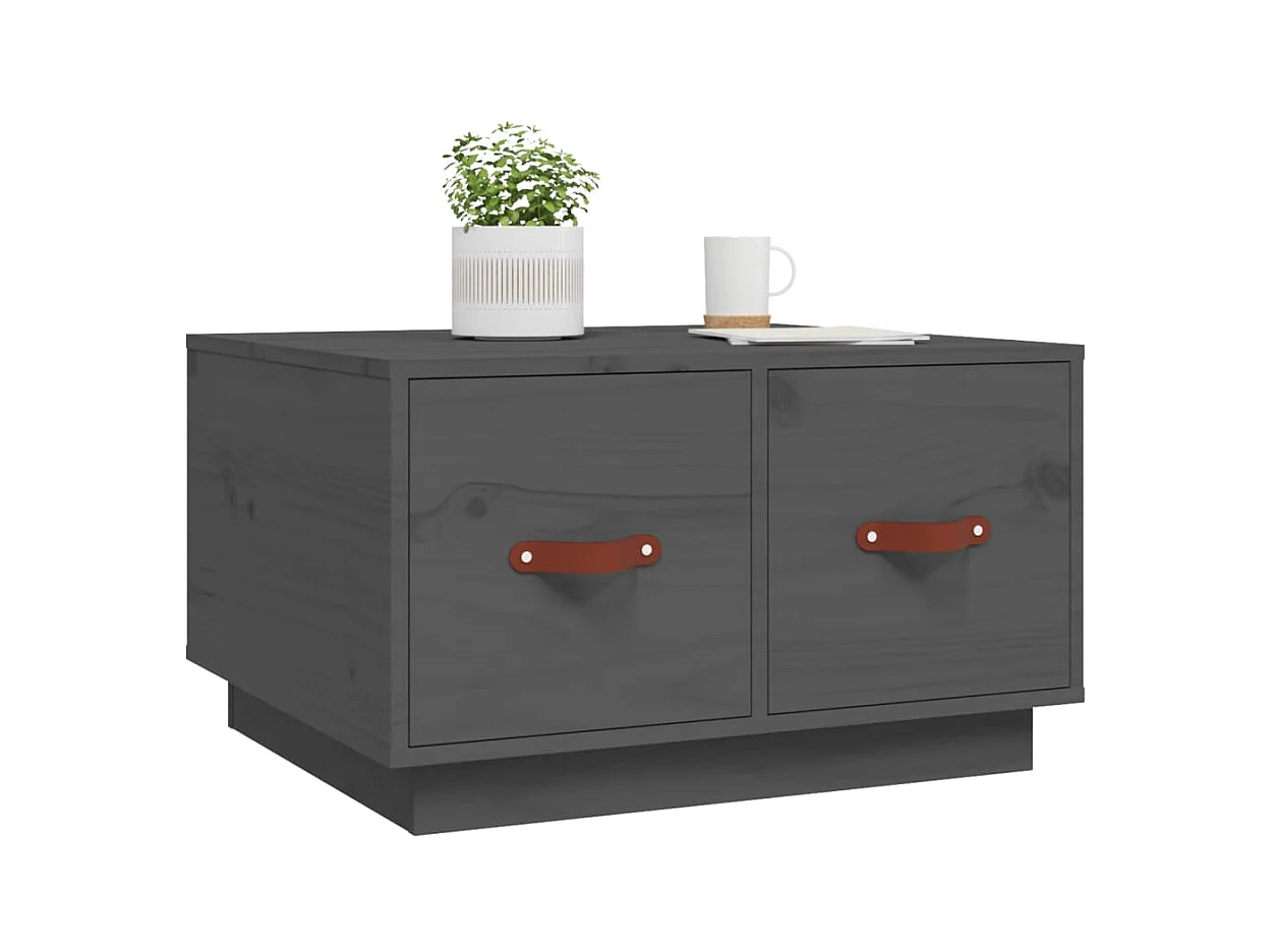 Table basse Gris 60x53x35 cm Bois massif de pin