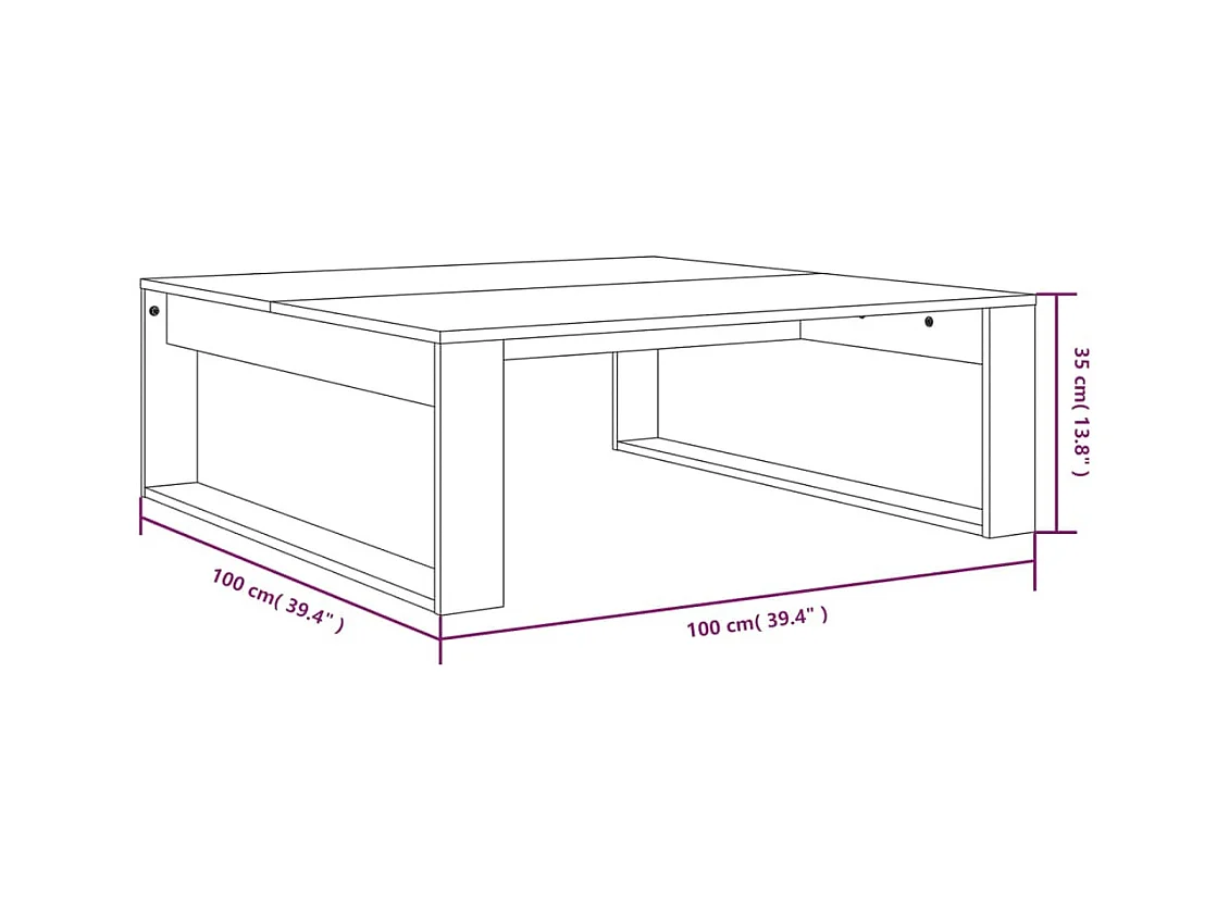 Table basse Chêne fumé 100x100x35 cm Bois d'ingénierie