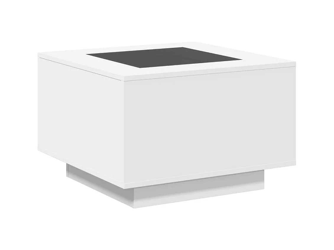 Table basse avec LED blanc 60x60x40 cm bois d'ingénierie