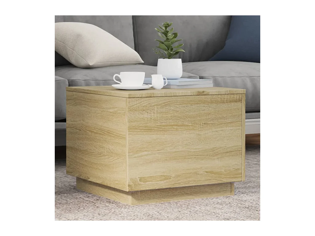 Couchtisch mit LED-Leuchten Sonoma Eiche 50x50x40 cm
