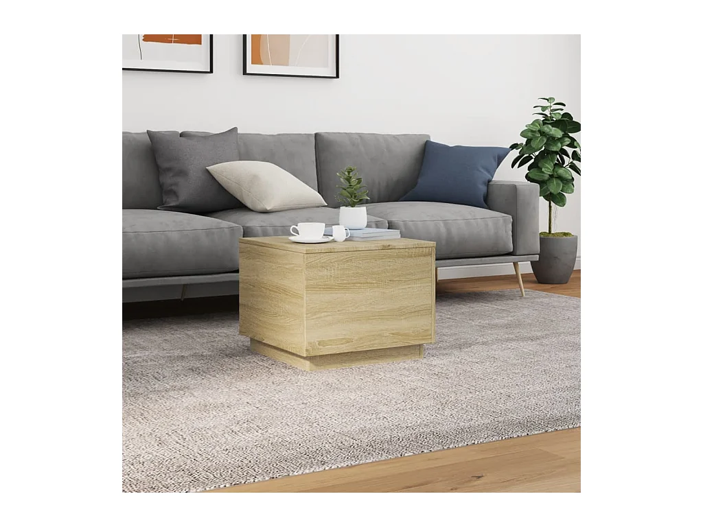 Couchtisch mit LED-Leuchten Sonoma Eiche 50x50x40 cm