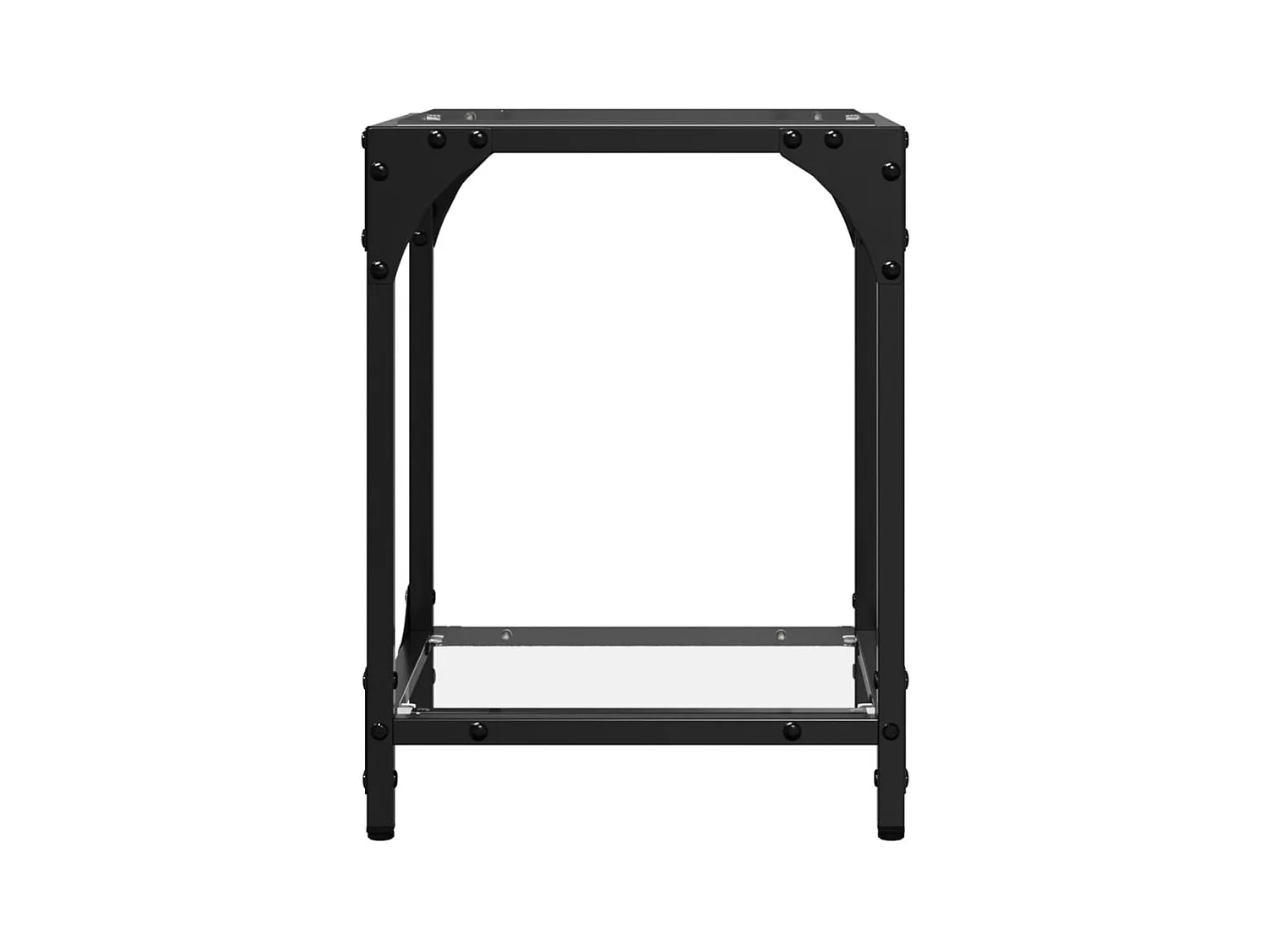 Tavolino con piano in vetro trasparente 30x30x40 cm in acciaio