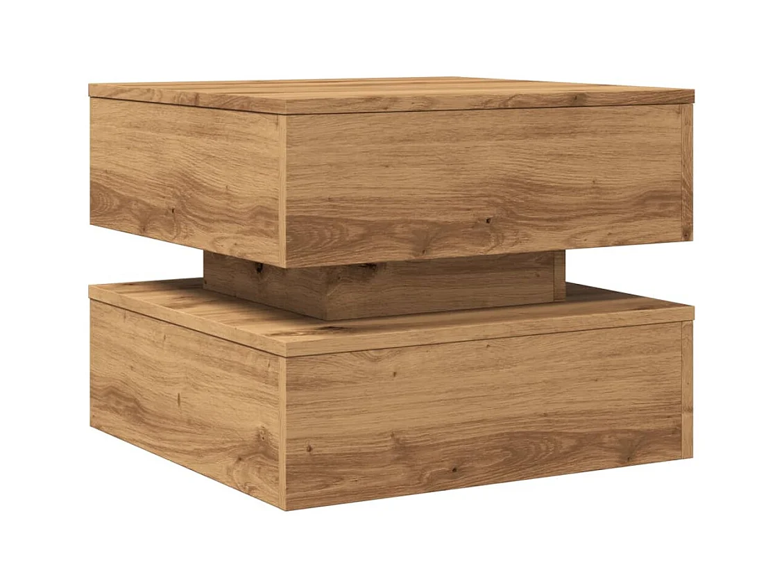 Mesa de centro con luces LED, roble artesanal, 50x50x40 cm