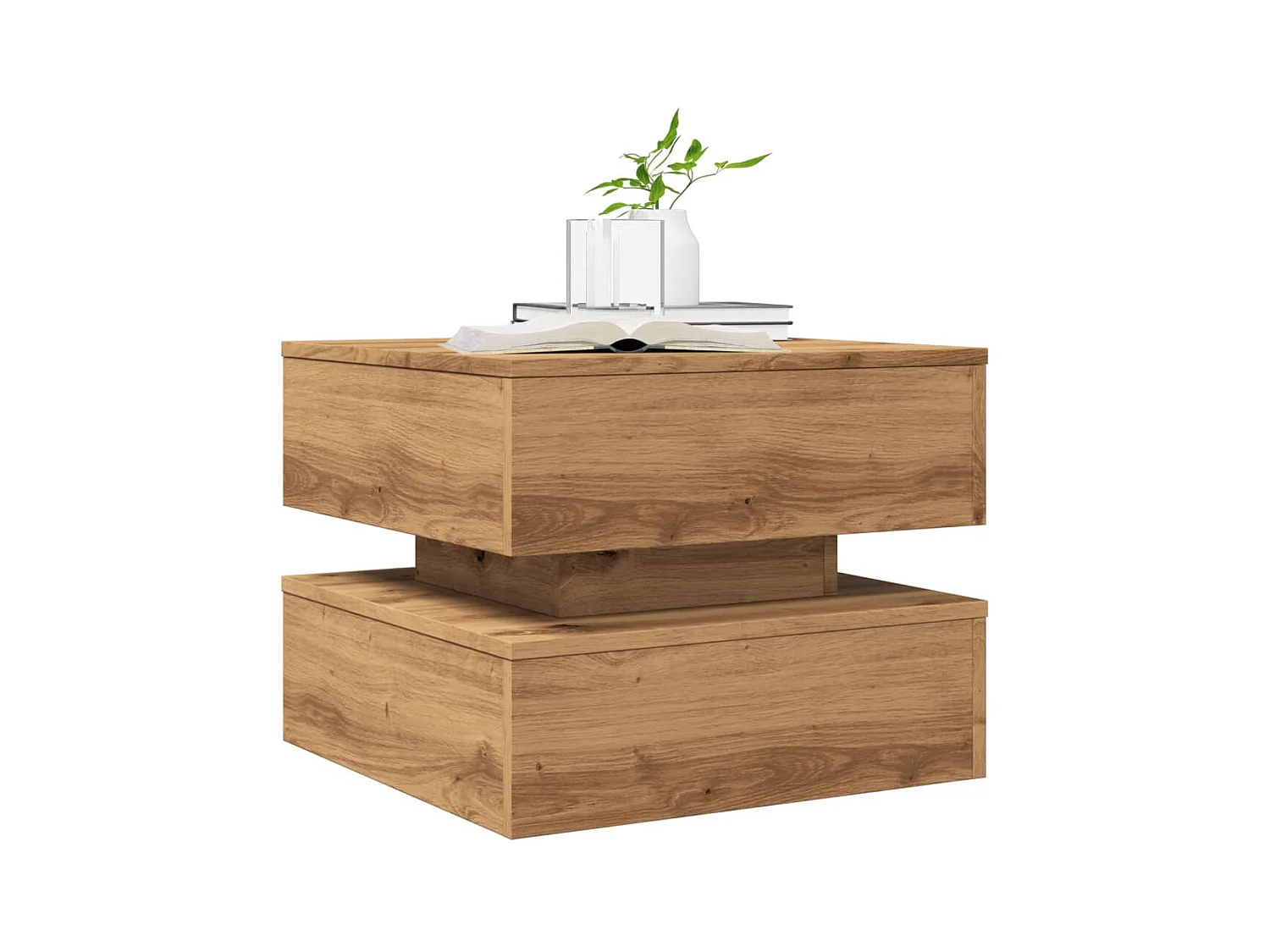 Mesa de centro con luces LED, roble artesanal, 50x50x40 cm