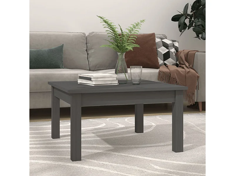 Mesa de centro Gris 55x55x30 cm Madera maciza de pino