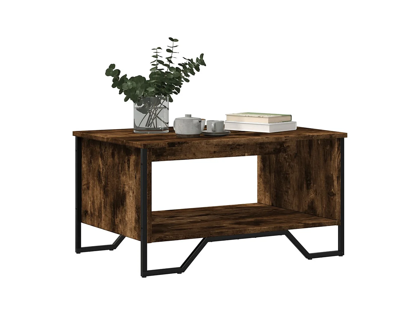 Tavolino da caffè in rovere affumicato 75x51x40 cm in legno ingegnerizzato