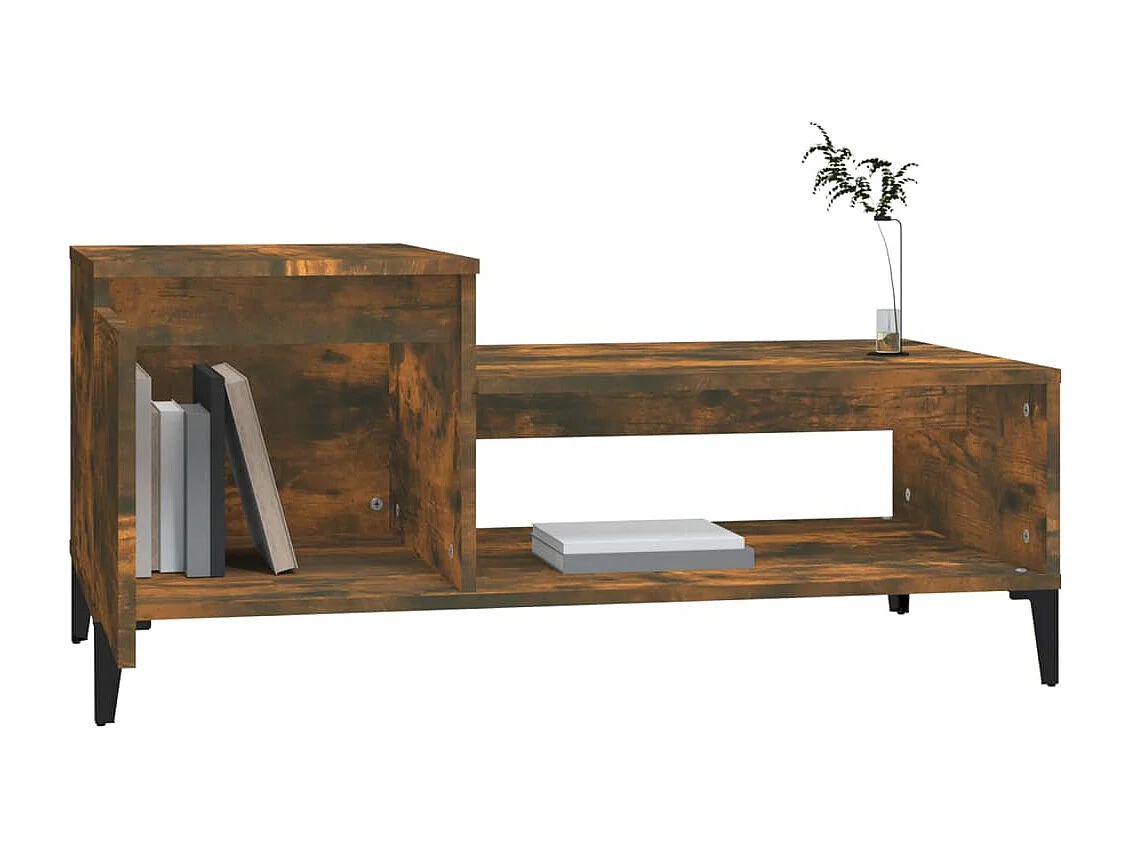 Tavolino da caffè in rovere affumicato 100x50x45 cm in legno ingegnerizzato