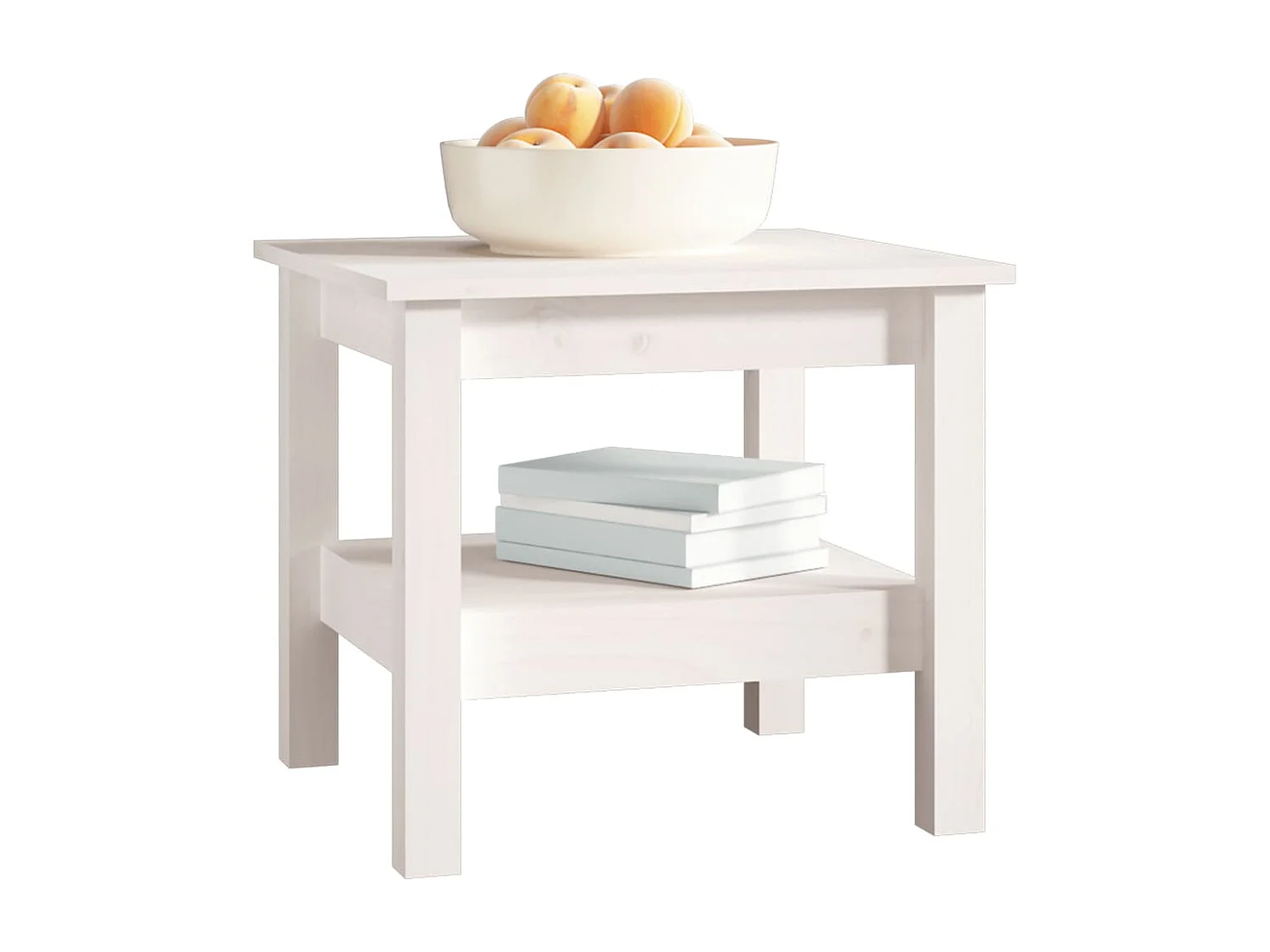 Mesa de centro Blanca 45x45x40 cm Madera maciza de pino