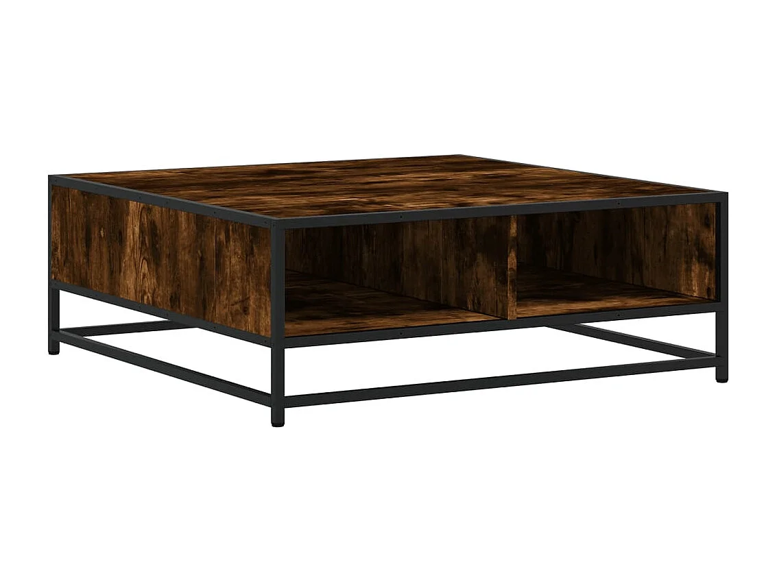 Tavolino da caffè in rovere affumicato 80x80x30 cm in legno ingegnerizzato e metallo