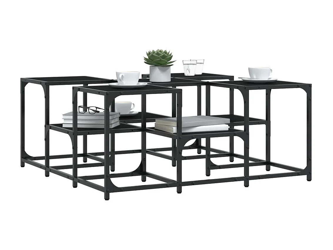 Tavolino da caffè nero 91x91x40 cm in legno ingegnerizzato