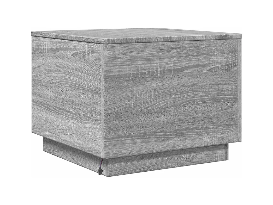 Table basse avec lumières LED sonoma gris 50x50x40 cm