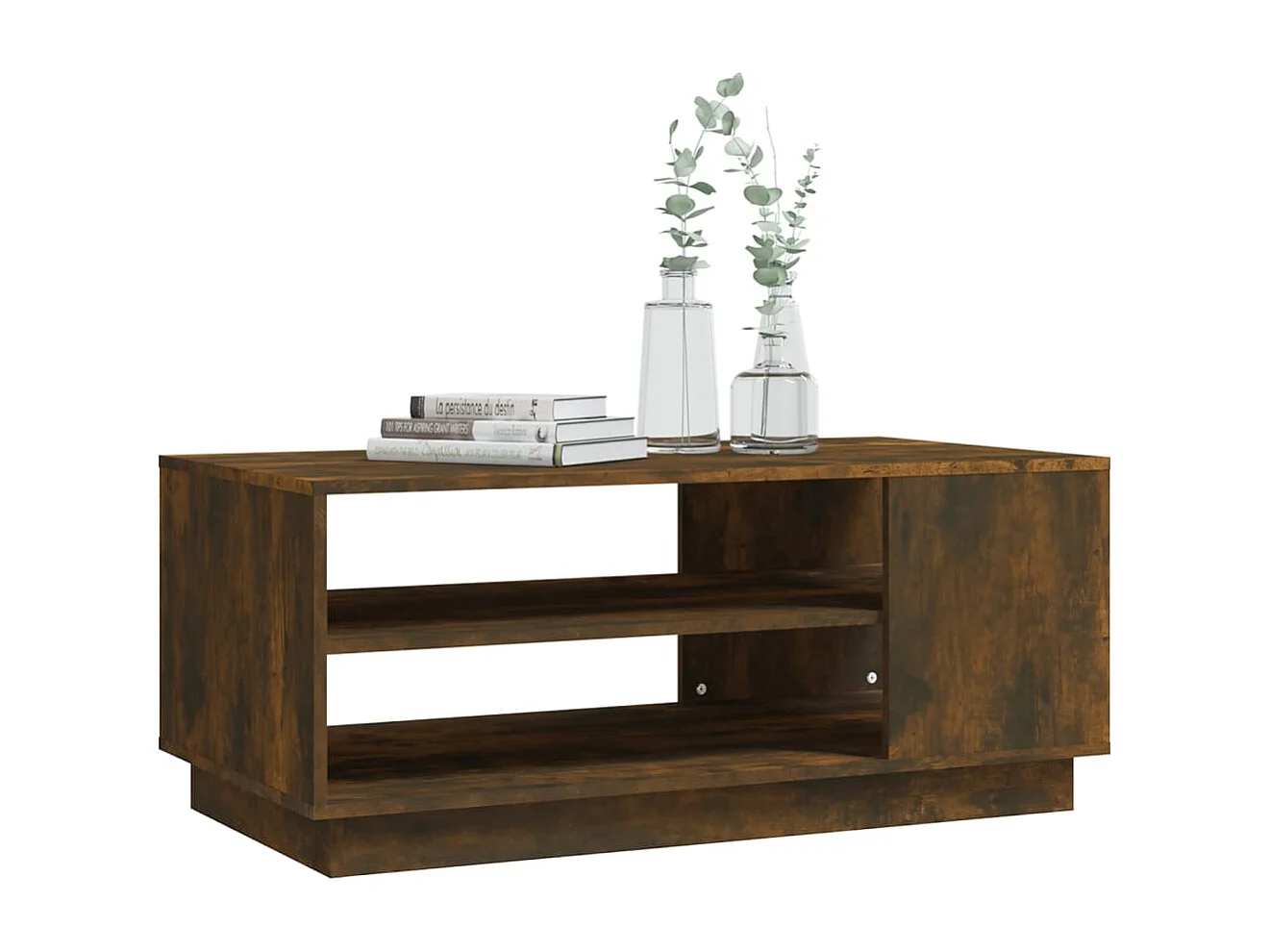 Table basse chêne fumé 102x55x43 cm bois d'ingénierie