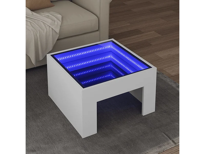Tavolino con LED bianco infinity 50x50x30 cm