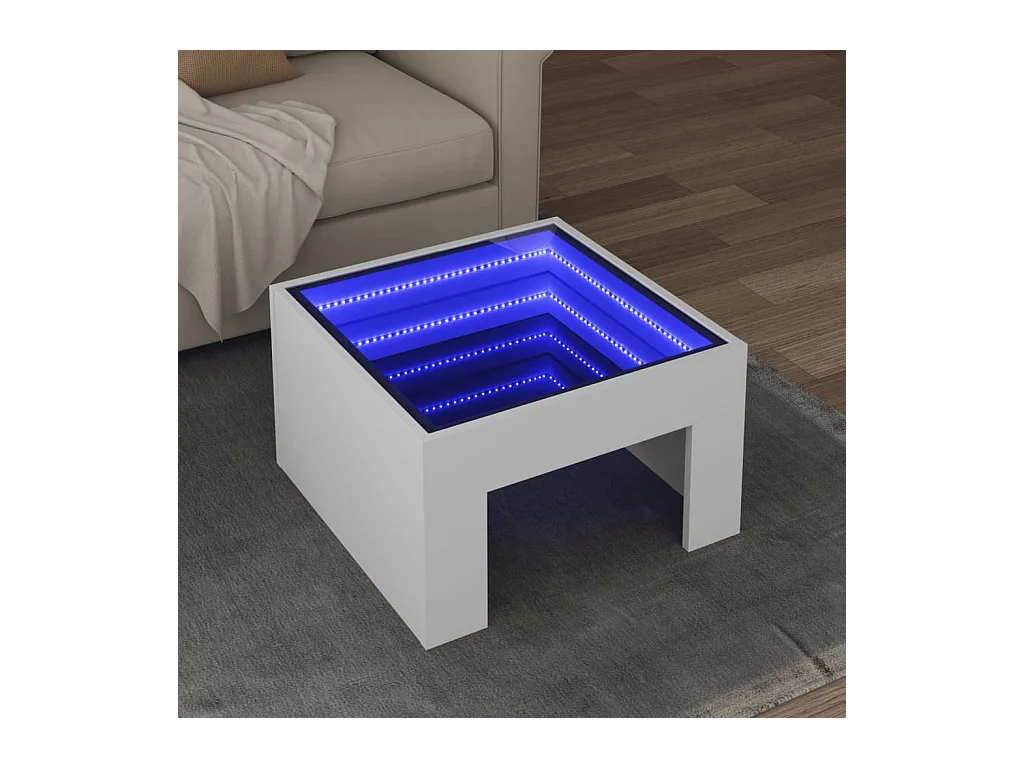 Table basse avec LED infini blanc 50x50x30 cm