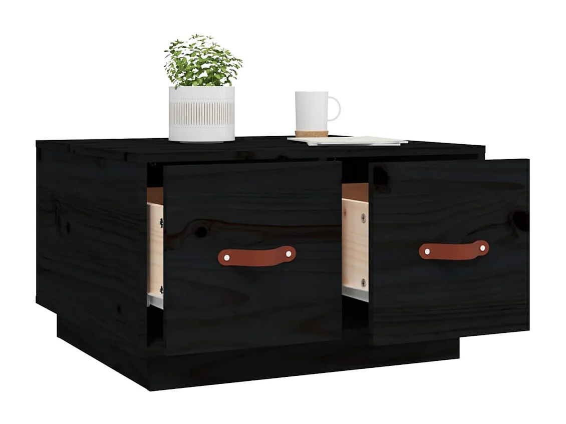 Table basse Noir 60x53x35 cm Bois massif de pin