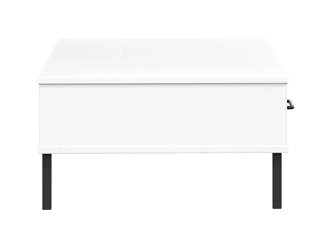 Table basse avec pieds en métal Blanc Bois pin massif OSLO