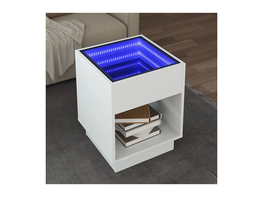 Table basse avec LED infini blanc 40x40x50 cm
