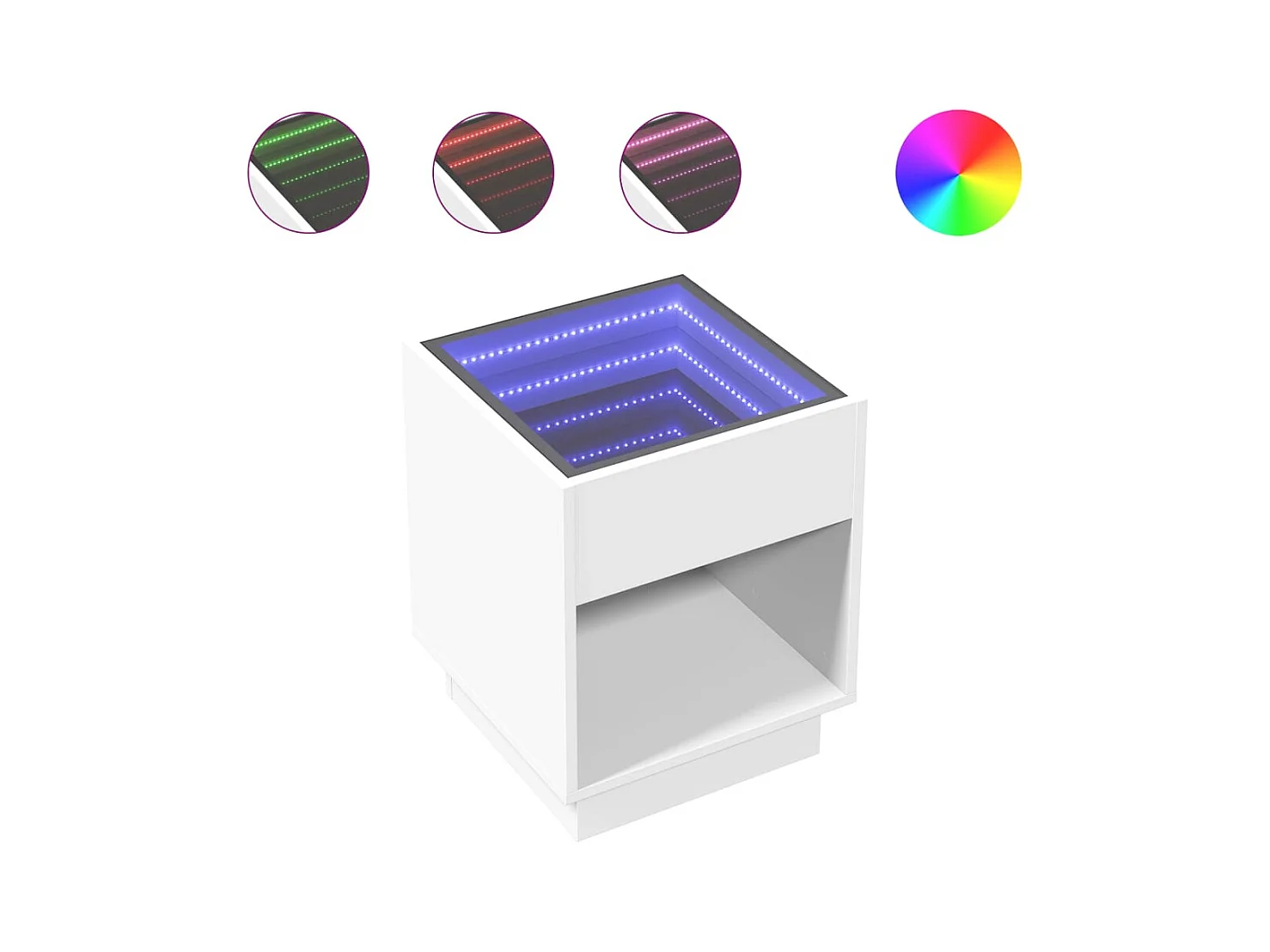 Table basse avec LED infini blanc 40x40x50 cm