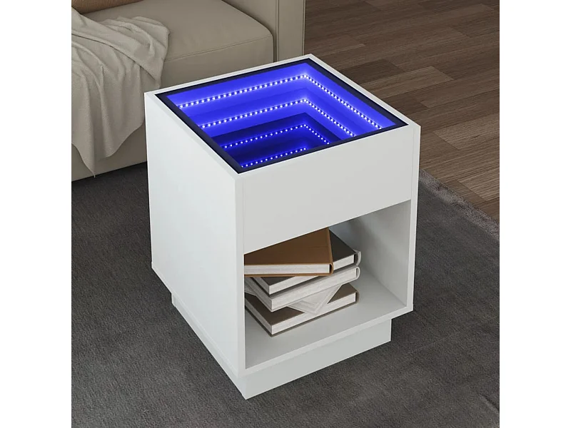 Tavolino con LED bianco infinity 40x40x50 cm