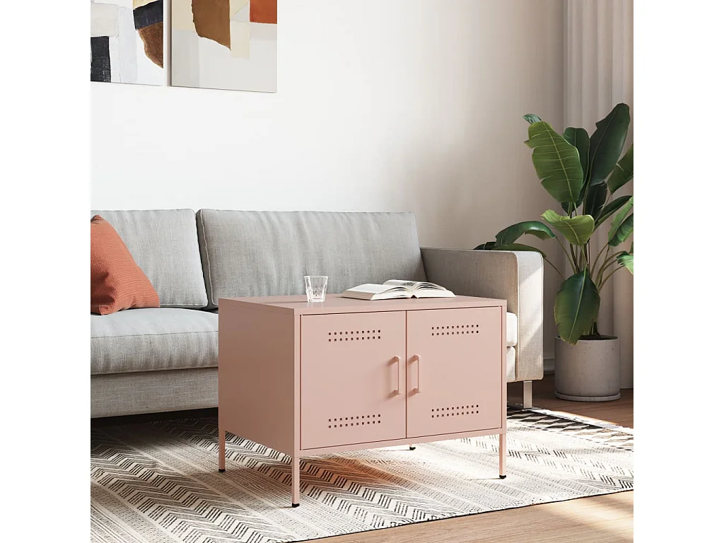 Table basse rose 68x50x50,5 cm acier