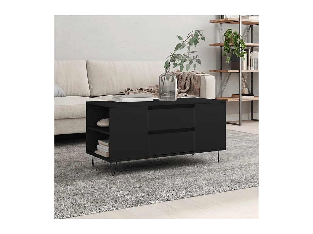 Zwarte salontafel 102x44,5x50 cm bewerkt hout