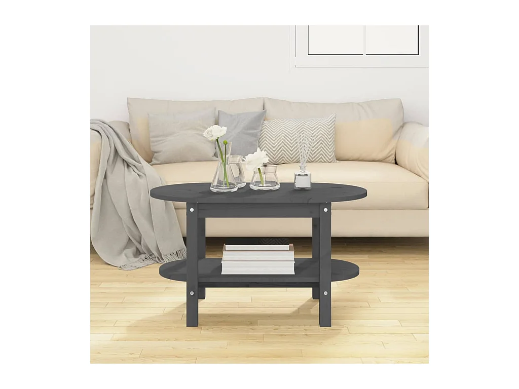 Table basse Gris 80x45x45 cm Bois massif de pin