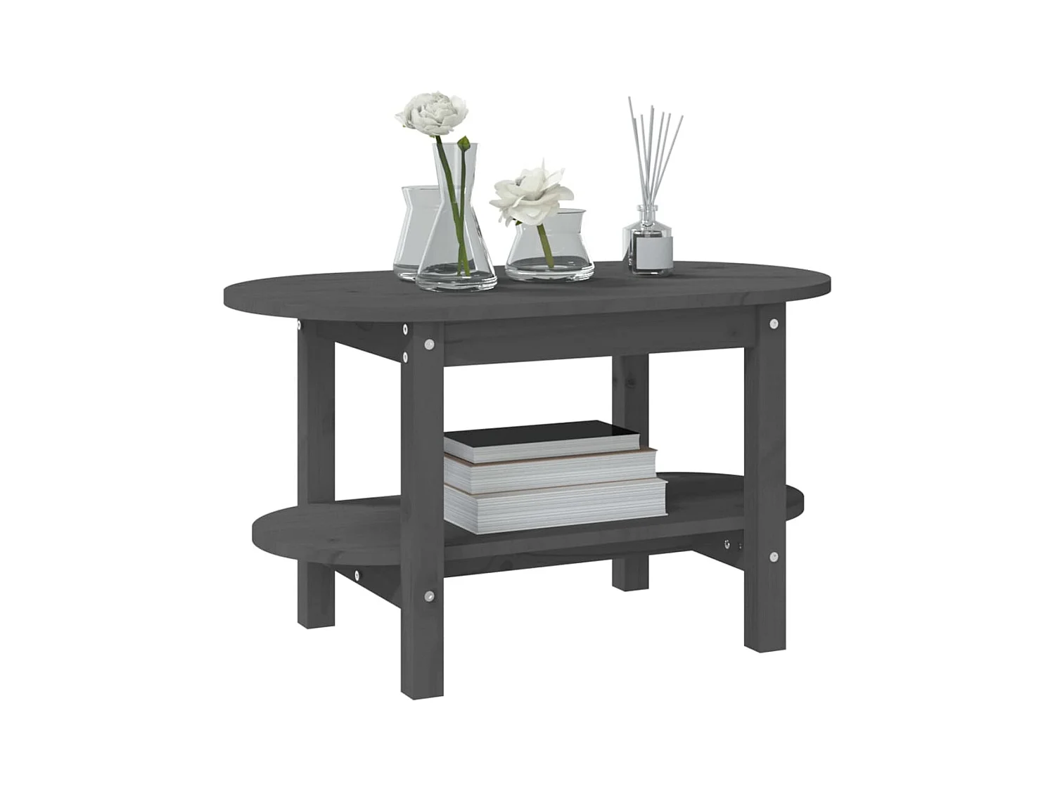 Table basse Gris 80x45x45 cm Bois massif de pin