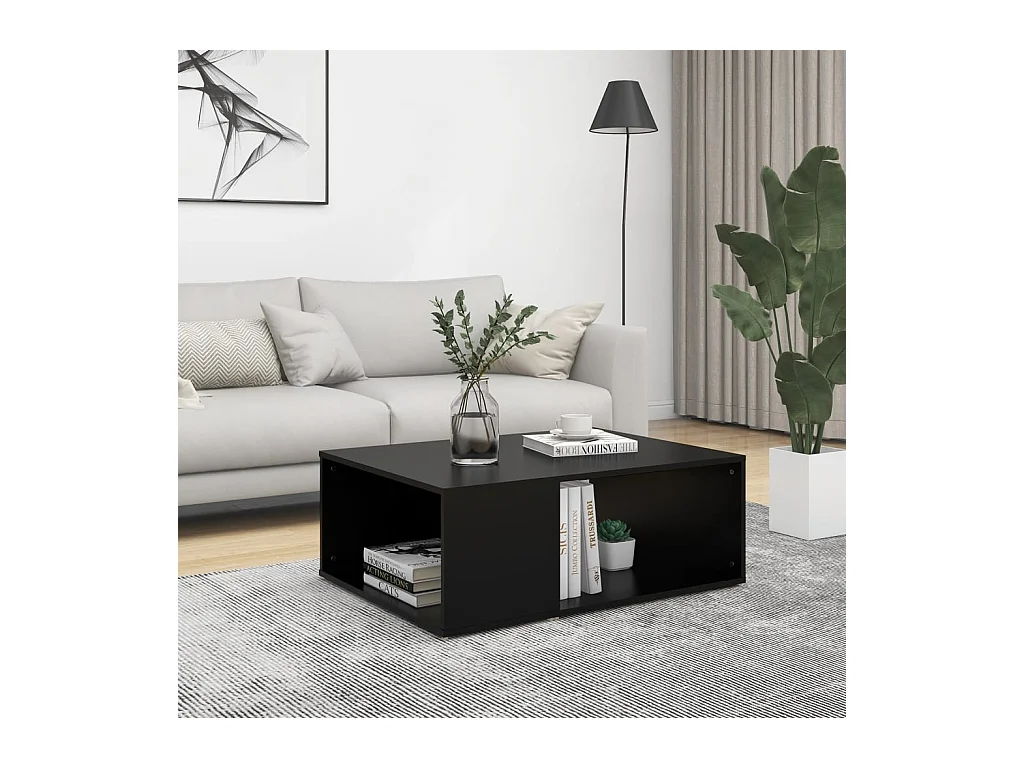 Zwarte salontafel 90x67x33 cm bewerkt hout