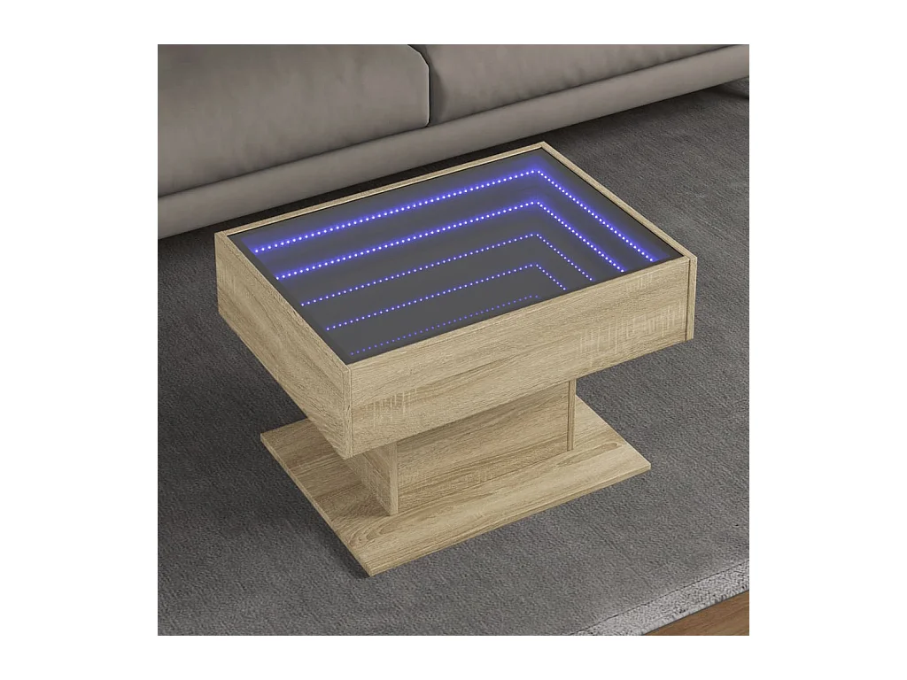 Table basse avec LED chêne sonoma 70x50x45 cm bois d'ingénierie