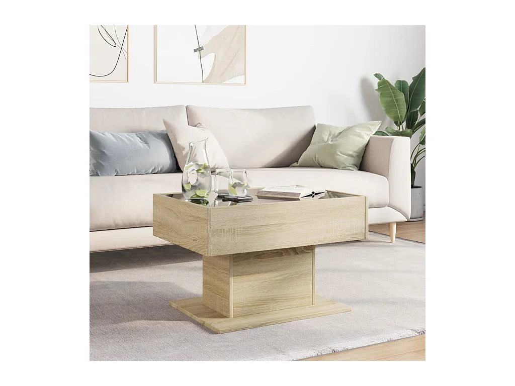 Table basse avec LED chêne sonoma 70x50x45 cm bois d'ingénierie