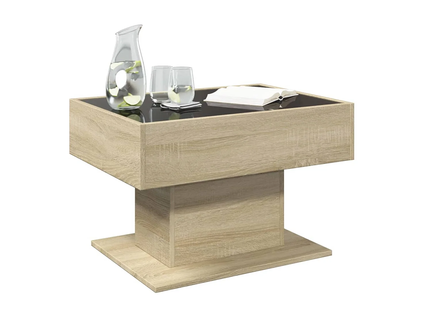 Mesa de centro con LED roble Sonoma 70x50x45 cm madera de ingeniería
