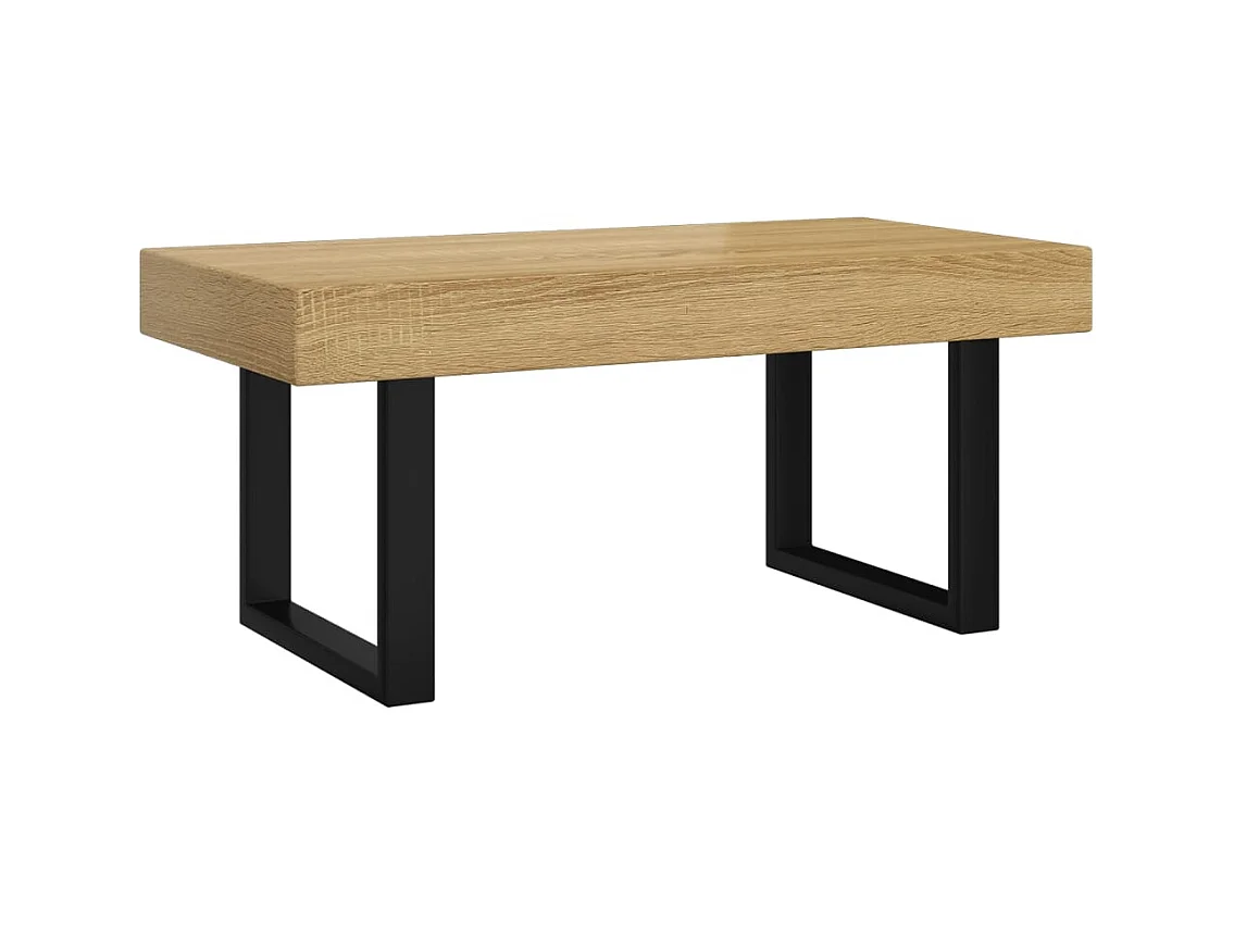 Table basse Marron clair et noir 90x45x40 cm MDF et fer
